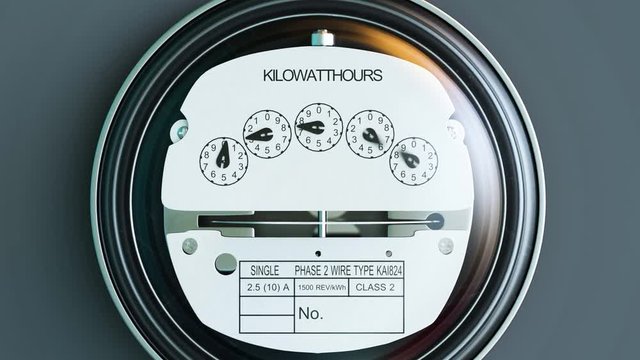 Analog electricity meter showing household consumption. power watt energy KWh