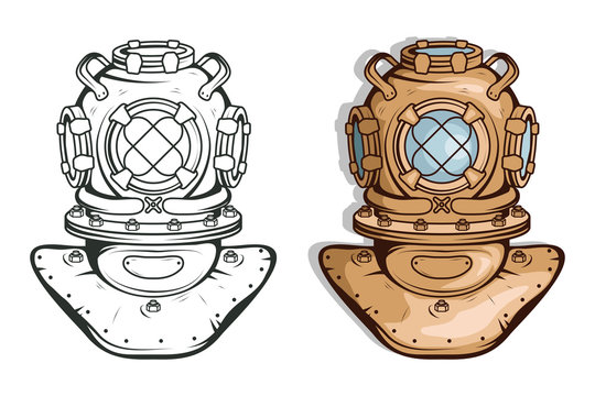 Diving. Scuba diving logo. Diver mask. Scuba-diving helmet. Vector graphics to design.