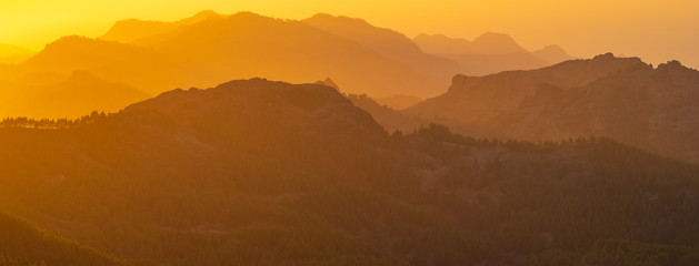 Sunset in the mountains of Gran Canaria