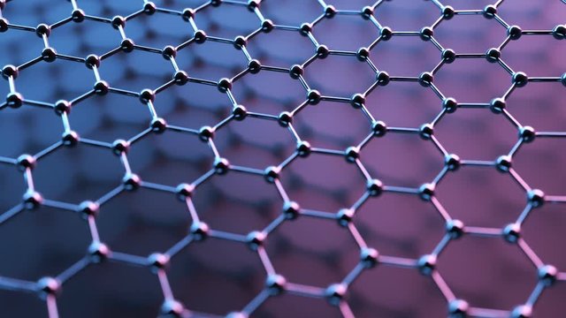 Loopable graphene structure. Rows of carbon atoms. Slow waving movement.