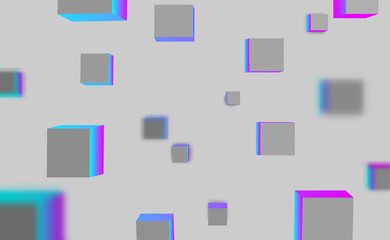 Grey background with blue geometric 3d cubes pattern.