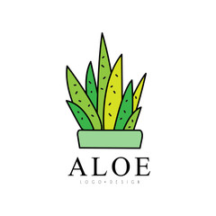 Aloe Vera logo design, natural and organic products label vector Illustration on a white background