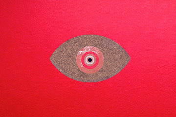 Eyes close-up illustration of a red bright background