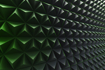 Abstract 3D minimalistic geometrical background of dark pyramids