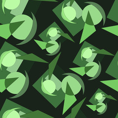 Green abstract seamless pattern. Vector geometric background.