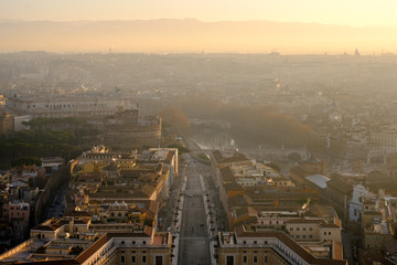St. Peter's Square, Piazza San Pietro in Vatican City. Italy. View from St. Peter's Basilica dome