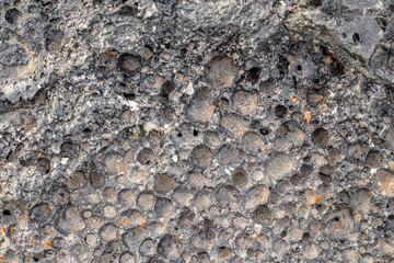 The texture of a frozen volcanic lava. Stone with a non-uniform surface.  Volcanic Rock. Scoria volcanic rock. Background for design_
