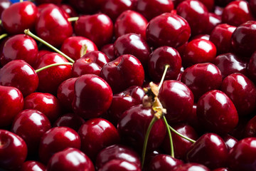 Ripe juicy cherry close-up. Without background, texture