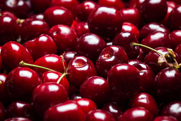 Ripe juicy cherry close-up. Without background, texture