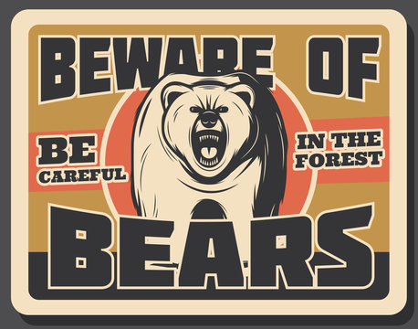 Bear animal vintage banner of hunting sport design