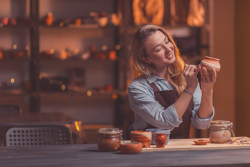 Young girl in a workshop