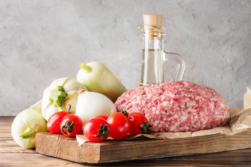 Mixe of ground meat minced beef and pork - 209652786