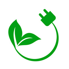 plug and leaf eco energy concept icon, stock vector illustration