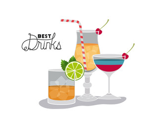 best drinks set icons vector illustration design