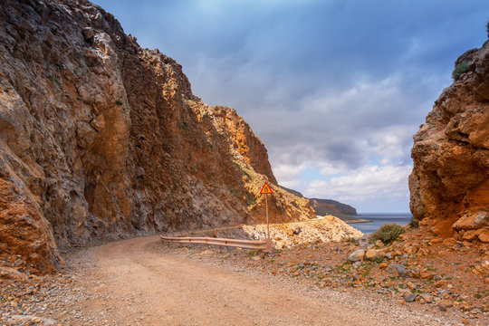 Rocky off road on Crete on the way to Balos beach, Greece