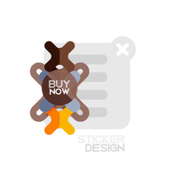 Flat design cross shape geometric sticker icon, paper style design with buy now sample text, for business or web presentation, app or interface buttons