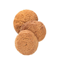 Delicious oatmeal cookies on white background
