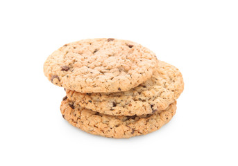 Delicious oatmeal cookies on white background