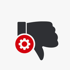 Dislike icon, gestures icon with settings sign. Dislike icon and customize, setup, manage, process symbol