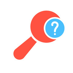 Magnifying glass icon, Tools and utensils icon with question mark. Magnifying glass icon and help, how to, info, query symbol