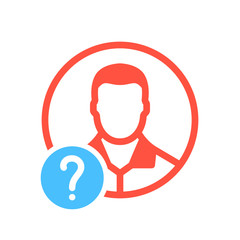 Avatar icon, social icon with question mark. Avatar icon and help, how to, info, query symbol