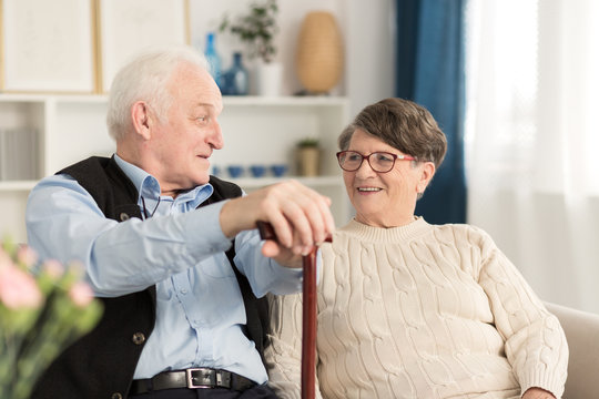 Pair Of Seniors Talking