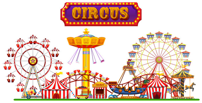 A Circus Fun Fair on White Background