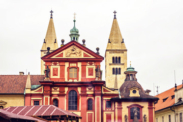 Fototapeta na wymiar Romanesque style St. George's Basilica from bottom