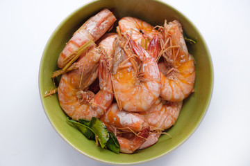 baked salt prawn selective focus and isolate