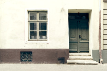 Fototapeta premium Building exterior, old building door. Old town Riga, Latvia