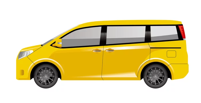 黄色のミニバンのイラスト 自動車のイラスト 横向きの自動車 Landscape Car Illustration Stock Vector Adobe Stock