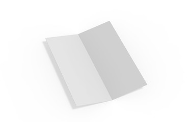 Bi fold or Vertical half fold brochure mock up on isolated white background, 3d illustration