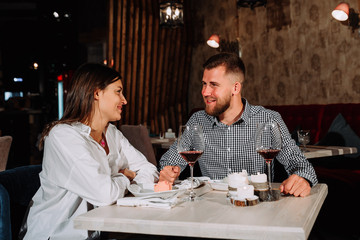 Picture of romantic couple dating in restaurant