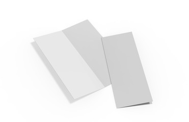 Bi fold or Vertical half fold brochure mock up on isolated white background, 3d illustration