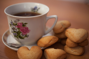 A Cup of tea with homemade cookies