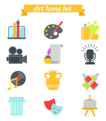 Set of art icons in flat design atist ink graphic color creativity movie collection vector illustration.