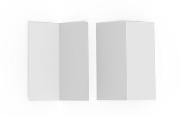 Bi fold or Vertical half fold brochure mock up on isolated white background, 3d illustration