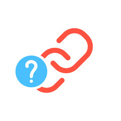 Link icon, multimedia icon with question mark. Link icon and help, how to, info, query symbol