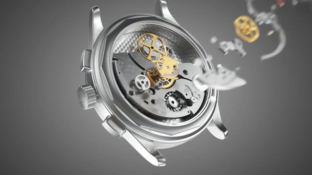 Closeup on the instrument with working gears visible through the glass cover