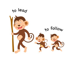 Opposite to lead and to follow vector illustration