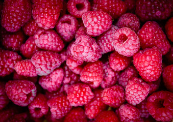 Fresh, sweet raspberries background