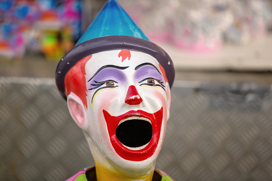 Painted Clown Figurine On Sideshow Alley At A Country Show