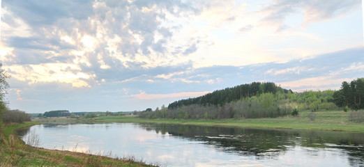 panorama of the spring river