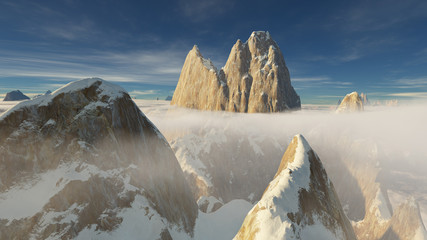 Patagonia peaks 3D rendering