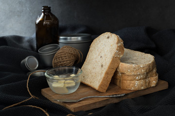 bread slice whole wheat with dark tone