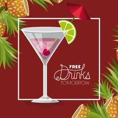 free drinks tomorrow label vector illustration design