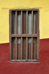 Colonial style window, old mexican house in San Miguel de Allende Mexico