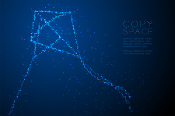 Abstract Geometric Circle dot pixel pattern Diamond Kite shape, freedom concept design blue color illustration isolated on blue gradient background with copy space, vector eps 10