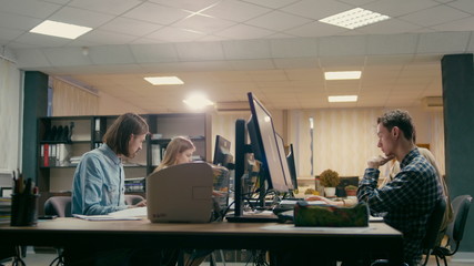 Young Team of Six People is Working at their Computers in the Office Room