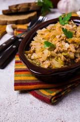 Stewed cabbage with minced meat